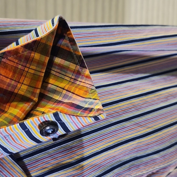 Bugatchi Uomo Multicolor Striped Long Sleeve Button Down Shirt Men’s - Picture 5 of 9